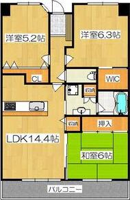 サーパス堀田(3LDK/11階)の間取り写真