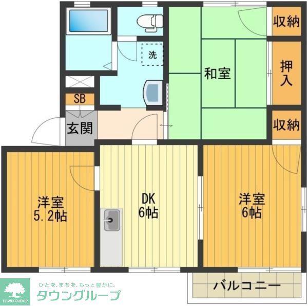 アビタシオン(3DK/2階)の間取り写真
