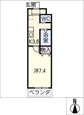 A-CITY港本宮(1K/1階)の間取り写真
