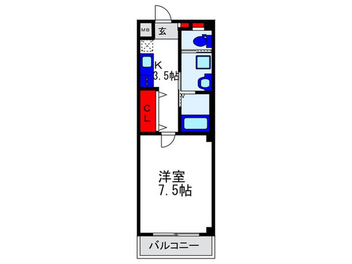 ディア石橋(1K/3階)の間取り写真