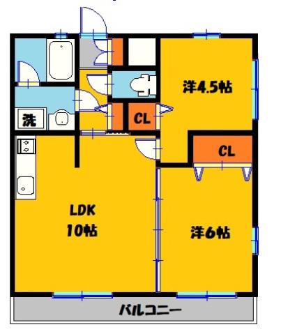 Nマンション(2LDK/3階)の間取り写真