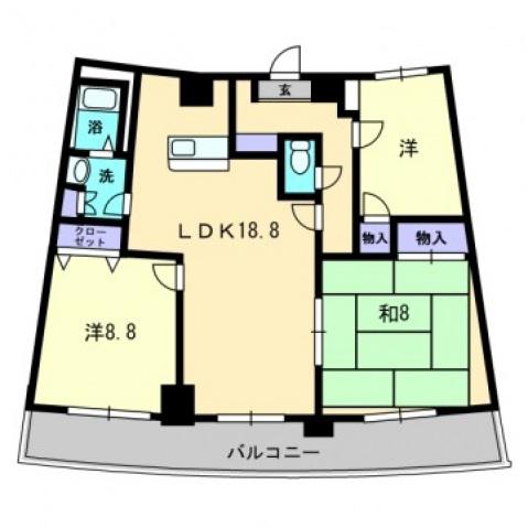 エクセルメゾン岡山(3LDK/8階)の間取り写真