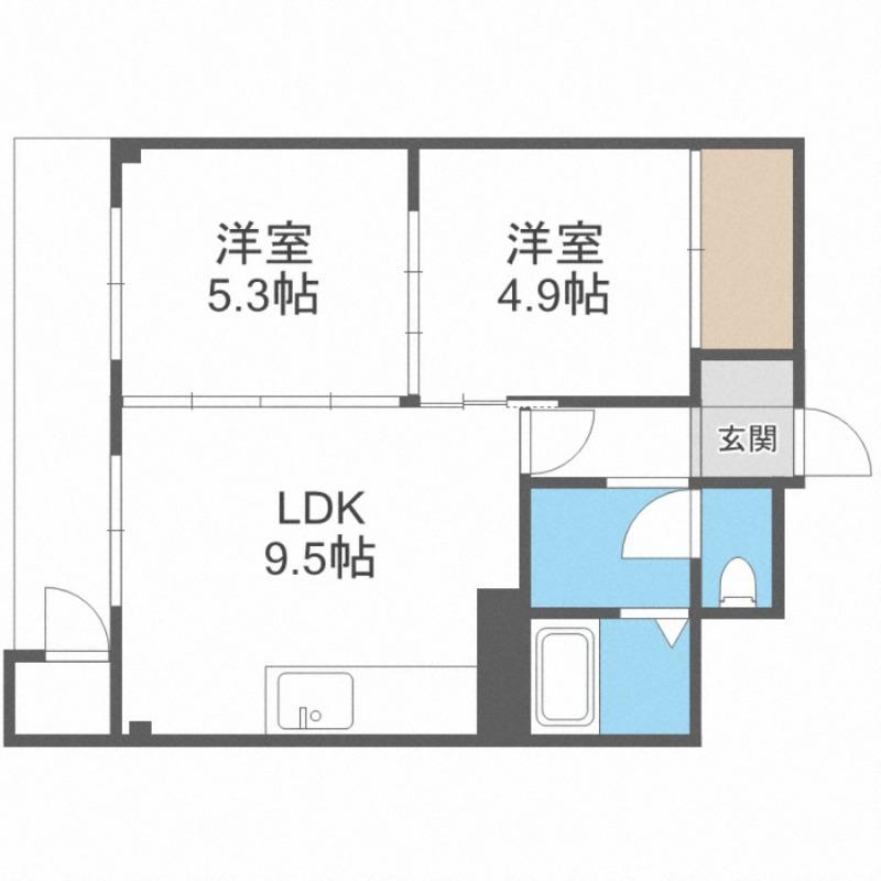 ファミール中島公園(2LDK/5階)の間取り写真