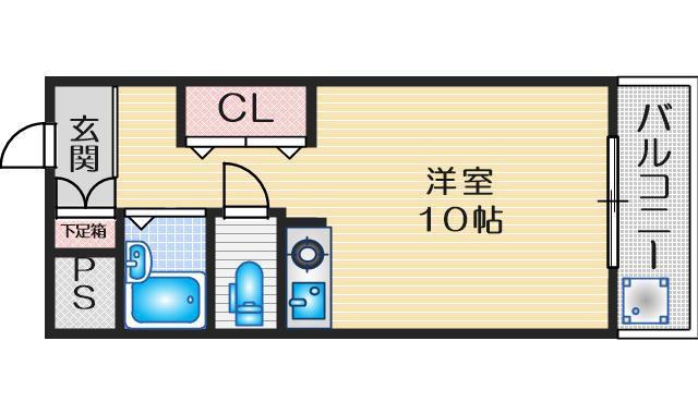 スカイハイツピオラ(ワンルーム/2階)の間取り写真