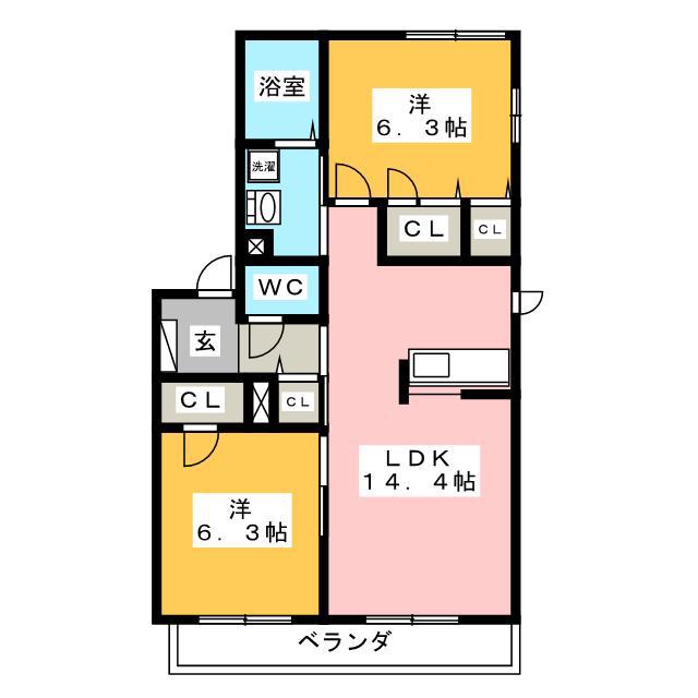 ＪＲ東海道本線 西岐阜駅 徒歩11分 3階建 築12年(2LDK/3階)の間取り写真