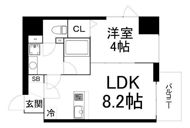 ブエナビスタ梅田イースト(1LDK/5階)の間取り写真
