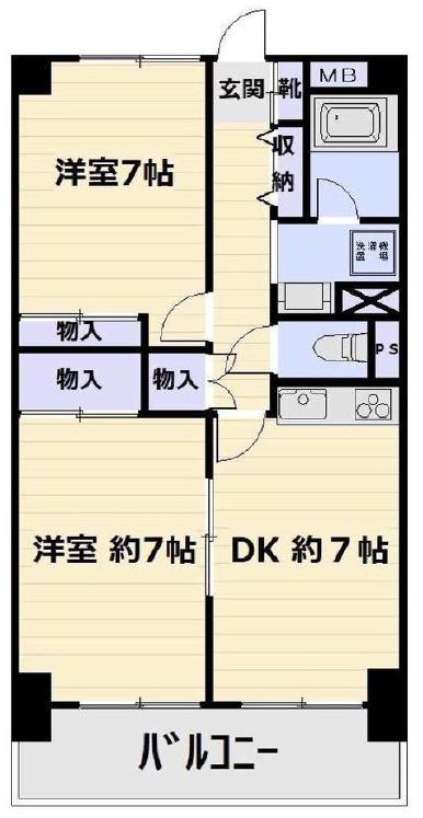 MIハイツアザレア(2DK/3階)の間取り写真