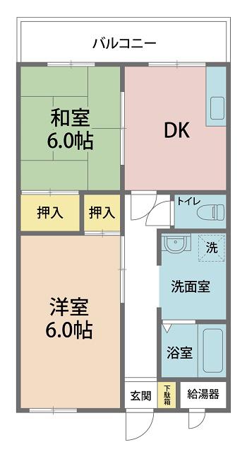 コーポソシアル(2DK/3階)の間取り写真