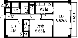 ピュアときめき1番館(2LDK/1階)の間取り写真