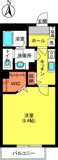 グランディールA(1K/1階)の間取り写真