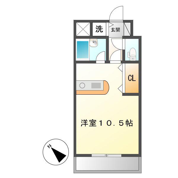 ドムス倉敷(ワンルーム/2階)の間取り写真