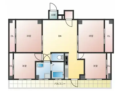 エルパラッツォ新神戸(4DK/7階)の間取り写真