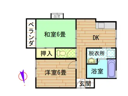 サニーハイネス(2DK/1階)の間取り写真