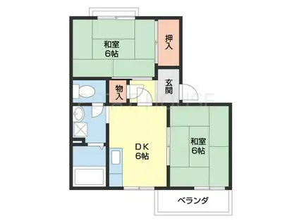 タウニィ名草(2DK/1階)の間取り写真