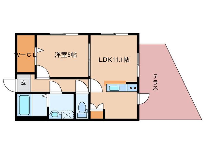 ELEGANCE ACE(1LDK/1階)の間取り写真
