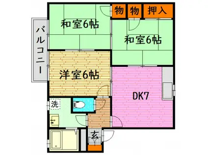 インターコーポ大朝(3DK/2階)の間取り写真