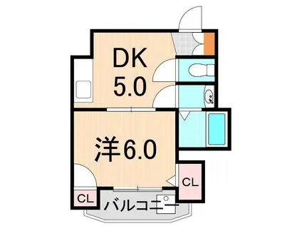 ダンディリオン・梅田(1DK/2階)の間取り写真