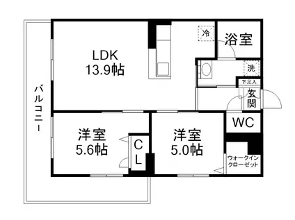 グラン・ドミール木町(2LDK/1階)の間取り写真