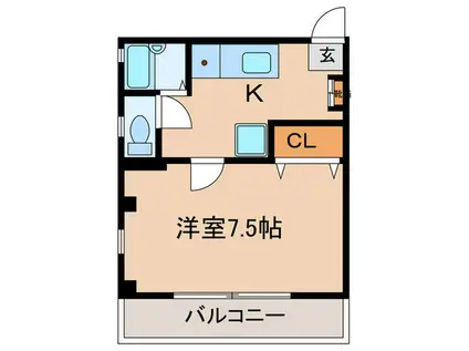 ベルメゾンヨネヅ(1K/2階)の間取り写真