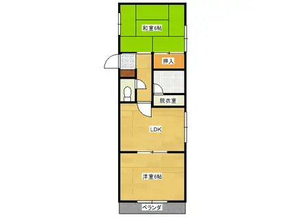 ロイヤルハウス西霞(2DK/2階)の間取り写真