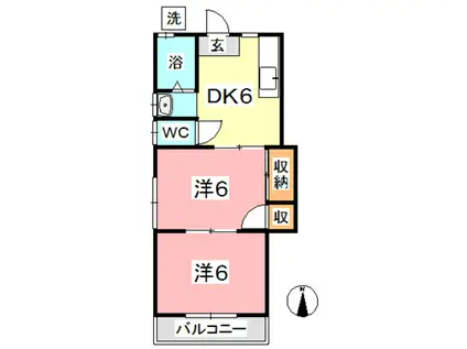 滝澤コーポ(2DK/1階)の間取り写真