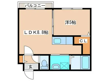 ESQUISSE栄通6(1LDK/1階)の間取り写真