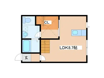 ラ・コッリーナ青葉(1K/2階)の間取り写真