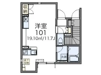 レオネクストYUKARIIII(ワンルーム/1階)の間取り写真