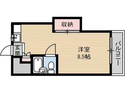 茨木フラワーハイツ(ワンルーム/2階)の間取り写真