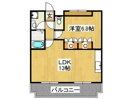 クレストN(1LDK/2階)の間取り写真