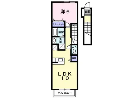 ホーリータウン早稲田C(1LDK/2階)の間取り写真