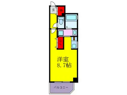 ジュネーゼグラン天満(ワンルーム/11階)の間取り写真