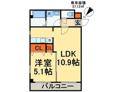 RIRIA幕張壱番館(1LDK/3階)の間取り写真