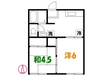 香山ハイツ(2K/2階)の間取り写真