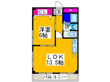 ＪＲ阪和線 三国ケ丘駅 徒歩2分 4階建 築46年(1LDK/3階)の間取り写真