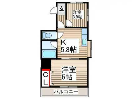 メゾン小泉南浦和第1(2K/4階)の間取り写真