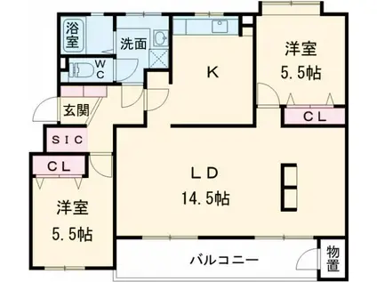 新原町田グリーンハイツD4(2LDK/4階)の間取り写真