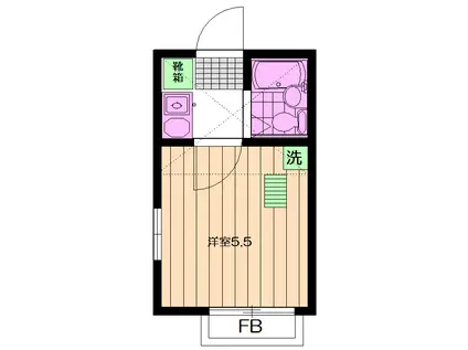ヴィラホワイト宮前II(1K/1階)の間取り写真