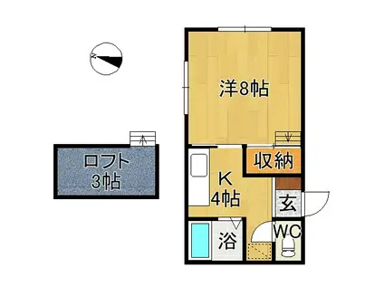 メゾンフォレー城東(1K/1階)の間取り写真