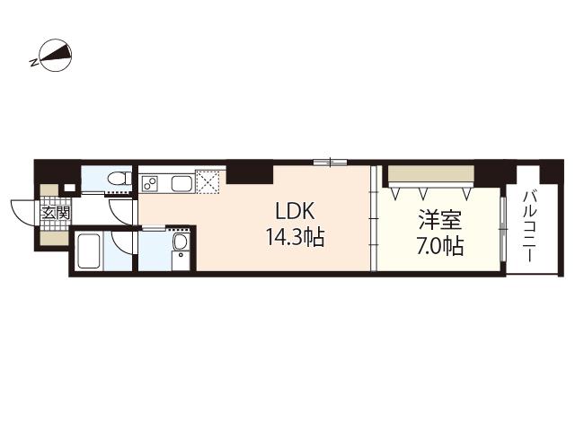LA DOLCE平和大通(1LDK/8階)の間取り写真