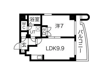 サンリヴァーメゾン(1LDK/4階)の間取り写真