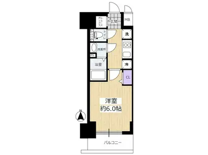 ララプレイス大阪新町ヴェレ(1K/5階)の間取り写真