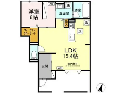 ULU KANOA(1LDK/1階)の間取り写真