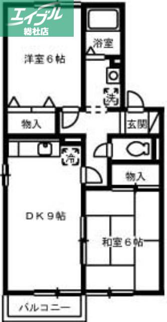 セジュール竹A棟(2DK/2階)の間取り写真