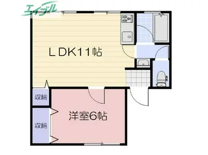 浦安西ビル(1LDK/3階)の間取り写真