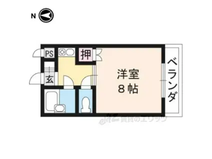 エーデルKATABIRA(1K/2階)の間取り写真