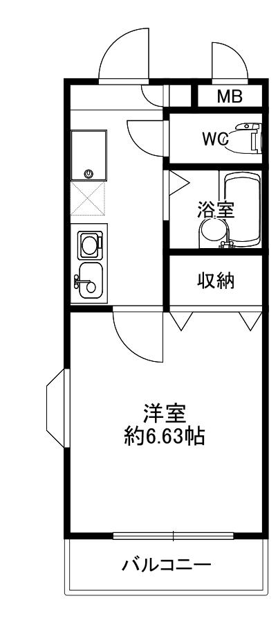 KSハイム(1K/2階)の間取り写真