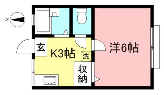 シティハイムK(1K/1階)の間取り写真
