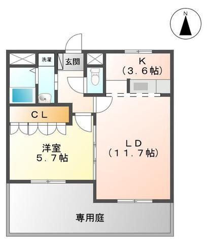 メゾンドショコラ(1LDK/1階)の間取り写真
