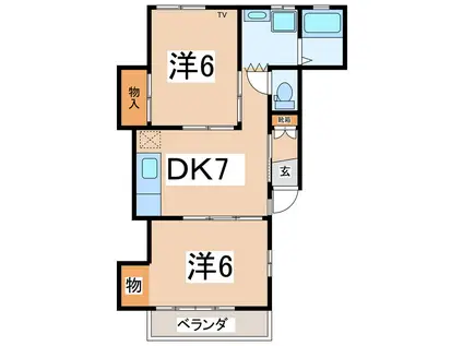 サンテラス米沢B(2DK/1階)の間取り写真